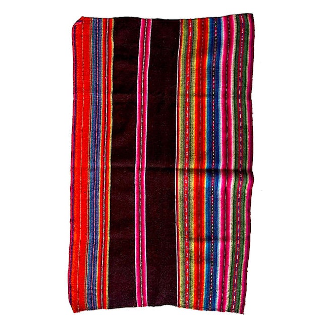 Coffee Vintage Peruvian Aguayo Manta Textile/Saddle Blanket For Sale - Image 8 of 13