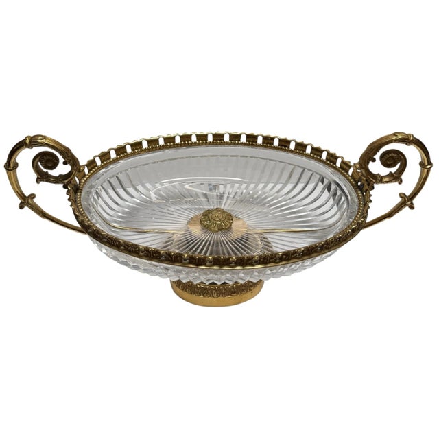 French Antique Baccarat French Crystal and Gilt Bronze Centerpiece Urn Form Bowl For Sale - Image 3 of 5