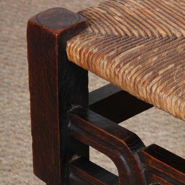 French Wood and Straw-Seated Chairs, 1940s, Set of 4 For Sale - Image 9 of 12