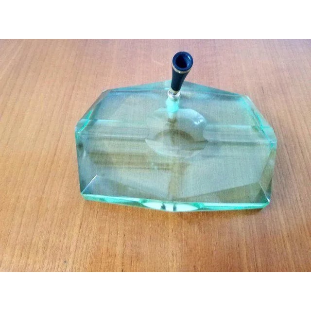 Mid-Century Modern 1950s Vintage Fontana Arte Green Glass Pen Holder For Sale - Image 3 of 6