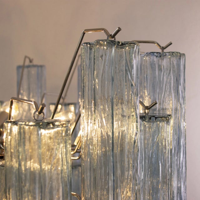 Italian Chandelier in Tronchi Blue Murano Glass, 1980s For Sale - Image 9 of 11