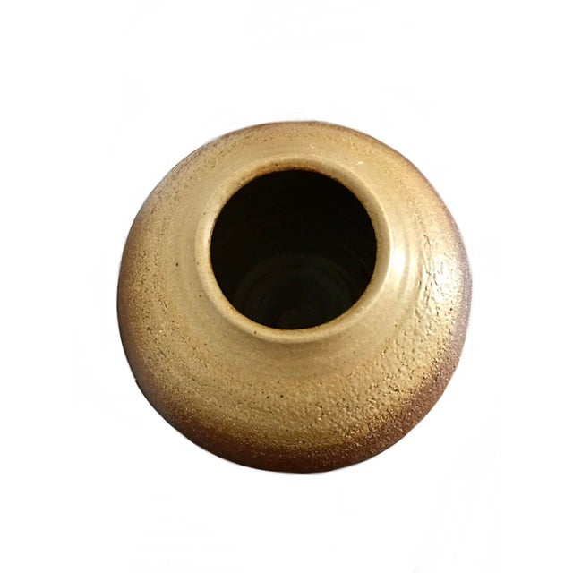 Brown Vintage 1970s Large Mid-Century Modernist Studio Signed Brown Ceramic Sculptural Vase For Sale - Image 8 of 10