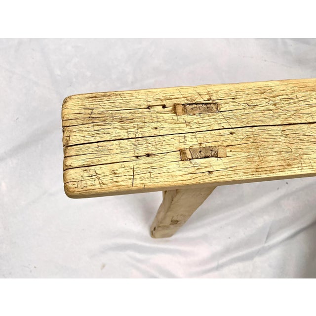Early 20th Century Antique Rustic Handcrafted Elm Wood Skinny Bench ...
