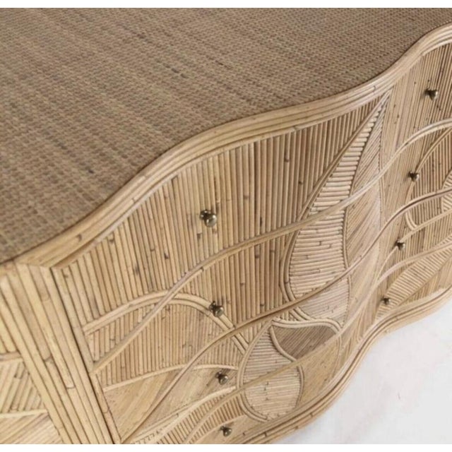 Wood Curved Rattan Chest of Drawers For Sale - Image 7 of 8