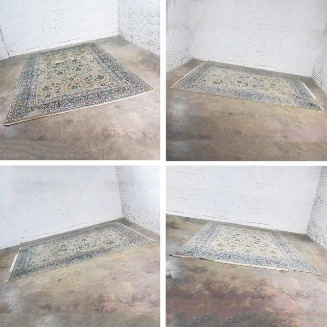 Textile Handmade Persian Wool Tabriz Style Large Rug Light Teal Green Ground 12’3”x 8’9.5” For Sale - Image 7 of 13