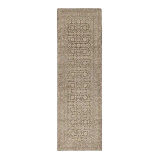 Pure Salt Menorca Green Hand Knotted Wool Runner, 2'6" X 9' For Sale