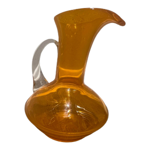 Vintage Mid Century Modern Orange Carafe Glass Pitcher Bischoff 1960s