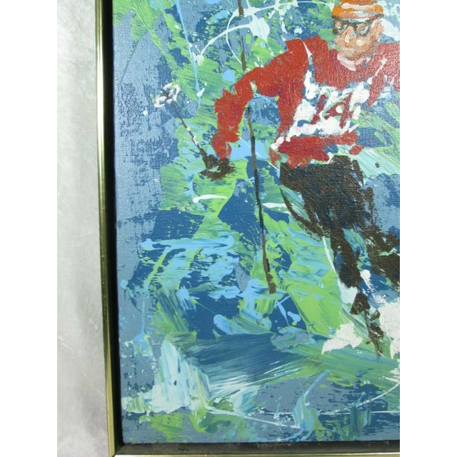 1969 Magnus Engstrom Painting Downhill Skier Mid Century Modern For Sale - Image 4 of 12