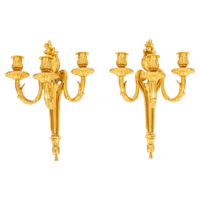 Antique Adam Revival Decorative Triple Branch Wall Lights, 1890s, Set of 2 For Sale - Image 11 of 11