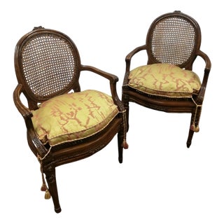 Louis XVI Armchairs in Vienna Straw and Walnut, 1800s, Set of 2 For Sale