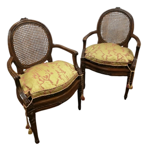 Louis XVI Armchairs in Vienna Straw and Walnut, 1800s, Set of 2
