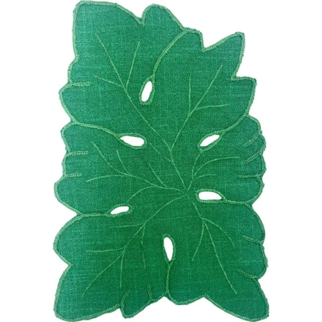Details: -Each napkin made of fine, green linen -Each napkin is in the shape of a leaf -Approx. Dimensions: 8"L x 6"W...