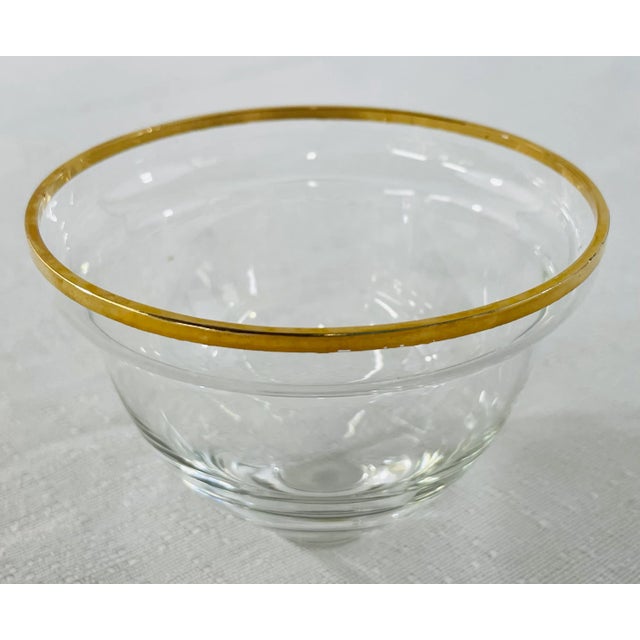 Gold/Crystal Wine Glasses and Dessert Glass Bowls, Set of 12 For Sale - Image 9 of 13