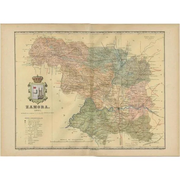 Map of A Mosaic of Romanesque Heritage and Natural Wonders in Spain, 1901 For Sale - Image 6 of 6