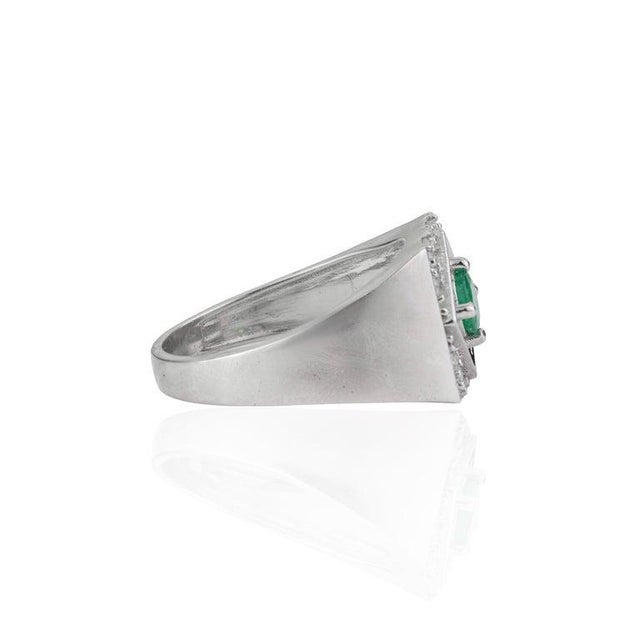 Not Yet Made - Made To Order Classic Retro Inspired Emerald Cocktail Wide Band, Size 7.5 For Sale - Image 5 of 14