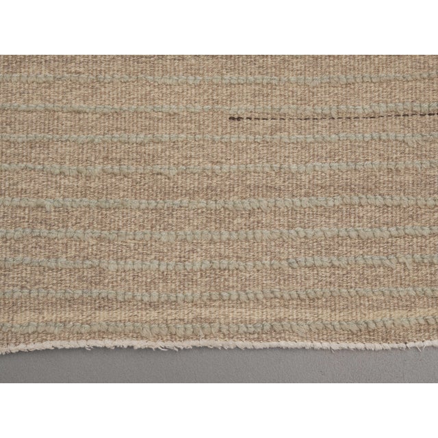 Beige 1970s Vintage Handmade Wool Cotton Beige Runner Rug For Sale - Image 8 of 11