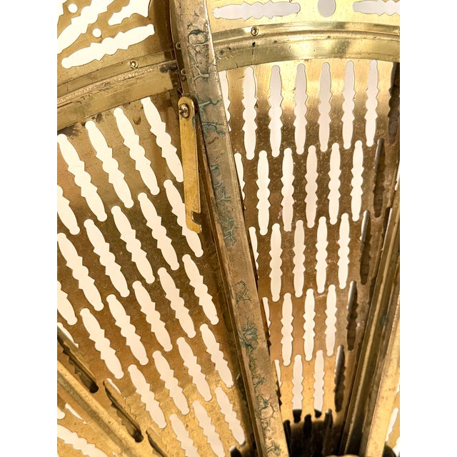 Vintage Brass Peacock Folding Fireplace Screen With Shell Motif For Sale - Image 14 of 15