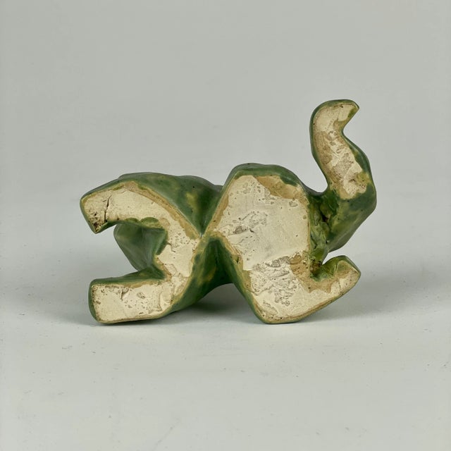 1970s Vintage Ceramic Avocado Green Dog Sculpture in Geometric Form For Sale - Image 5 of 12