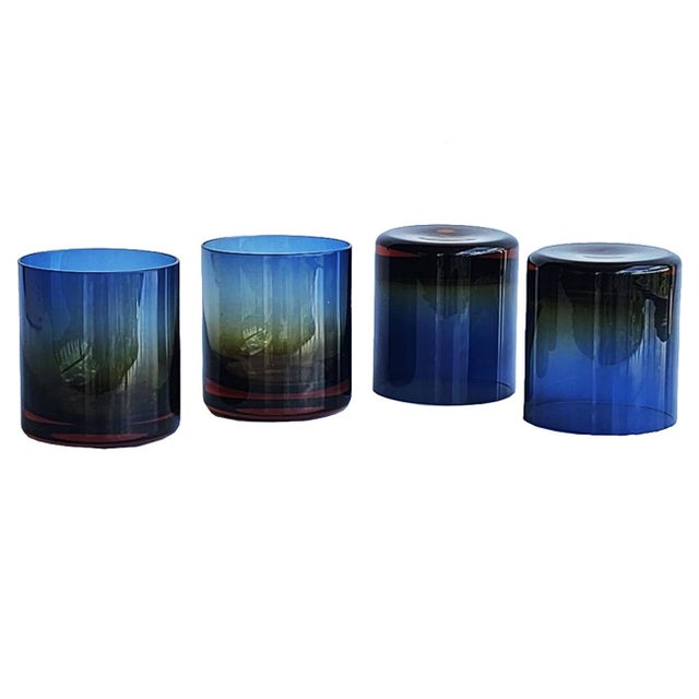 Mid-Century Modern 1960s Denby Milnor Sweden Lowball Tumblers in Bluerina, Set of 4 For Sale - Image 3 of 11