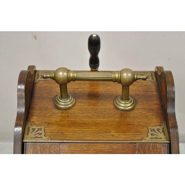 Antique 19th Century Victorian and Brass Fireplace Scuttle Box Coal Bucket With Scoop For Sale In Philadelphia - Image 6 of 12