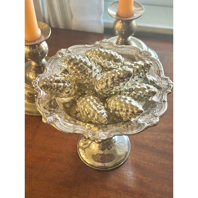 Rococo Vintage Gorham “Chantilly” Silver Plate Pedestal Candy Dish or Compote For Sale - Image 3 of 8