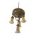 Vintage 4 Light Brass Ceiling Fixture With Lundberg Studios Art Glass Shades For Sale