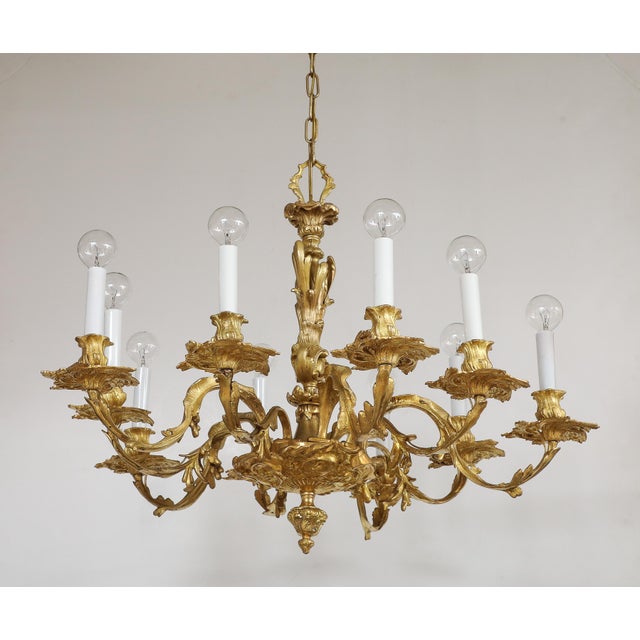 Gilded Bronze 10 Arm Regency Style Chandelier From Spain For Sale - Image 15 of 18
