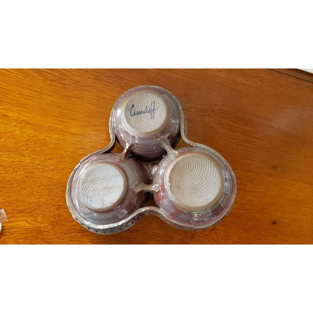 Vintage Cundiff Pottery 3 Section Serving Tray With Handle For Sale In New Orleans - Image 6 of 7