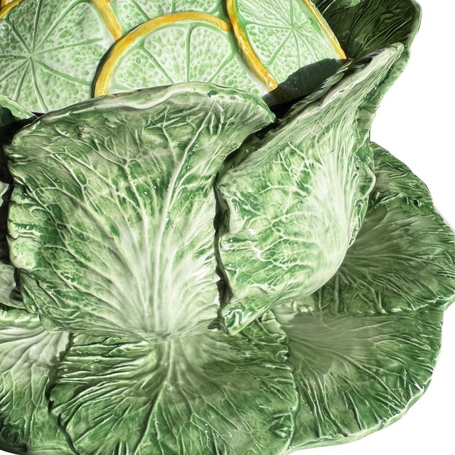 Mid 20th Century Monumental Italian Majolica Cabbage & Citrus Tureen, Trompe L’Oeil Centerpiece For Sale In Oklahoma City - Image 6 of 7