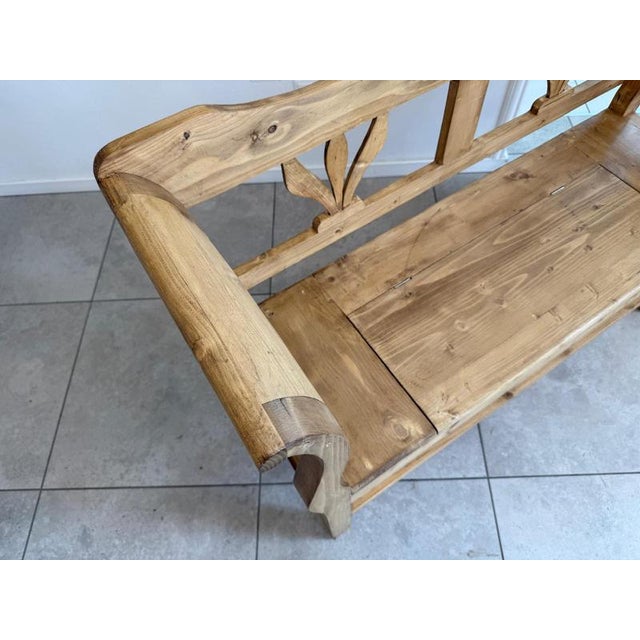 Biedermeier Style Storage Bench in Spruce For Sale - Image 9 of 11