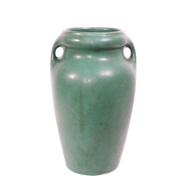 Arts and Crafts Green Matte Glaze Pottery Vase C. 1910's For Sale - Image 11 of 11