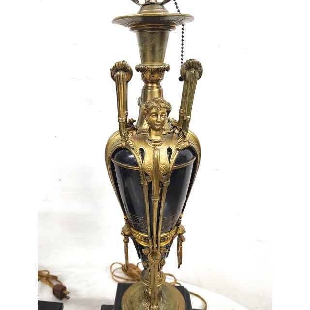 Early 20th Century Louis XVI Ormolu & Black Onyx Lamps For Sale - Image 5 of 12