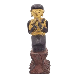 Southeast Asian Wood Carving of Monk at Prayer, Circa 1890