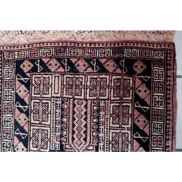 Textile 1950s Handmade Vintage Afghan Baluch Rug 1.6' X 2.7' For Sale - Image 7 of 10
