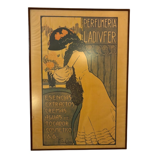 Modernist Ladivfer Perfumeries Poster by Francisco De Cidón, 1903 For Sale
