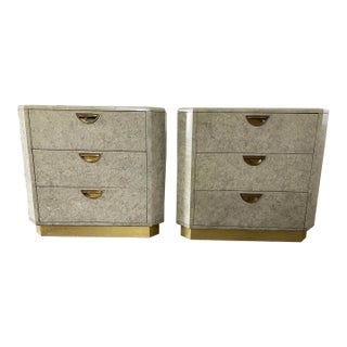 Vintage Hollywood Regency Style 3-Drawer Nightstands by John Widdicomb - a Pair For Sale