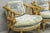 Hollywood Regency Vintage Hollywood Regency Low Barrel Back Cream Painted Club Lounge Chairs, Pair For Sale - Image 3 of 17