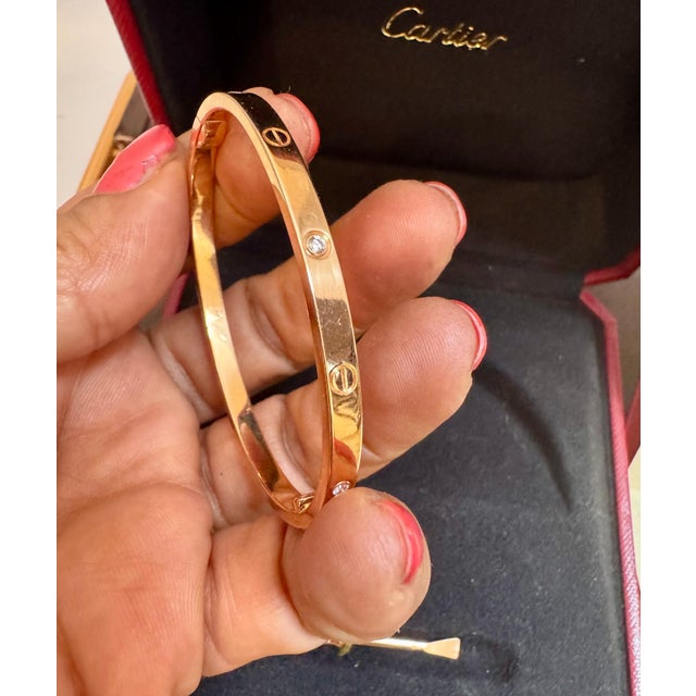 Authentic Cartier Love 6 Diamonds 18 Kt Rose Gold , Size 15 , Box + Certificate For Sale - Image 12 of 18