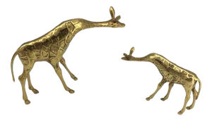 Vintage Mother and Baby Brass Giraffes - 2 Pieces