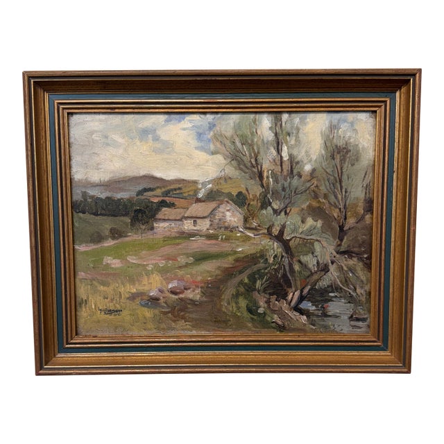 Mid 20th Century Oil on Canvas "Lake District Farmhouse" For Sale