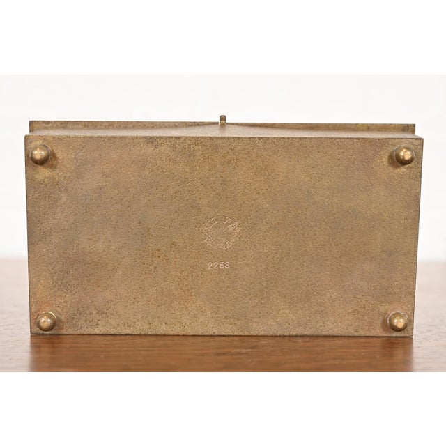 Silver Crest Arts & Crafts Nautical Bronze Humidor Cigar Box With Handle For Sale - Image 9 of 12