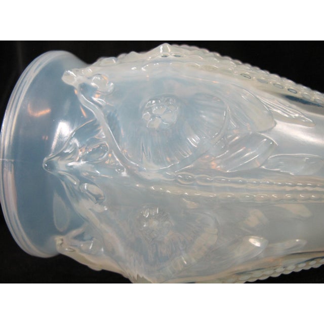 Glass Sabino Paris Manta Raie Ray Sculpted Flower Blue Opalescent Glass Vase For Sale - Image 7 of 14