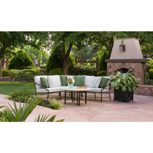 Brown Jordan Venetian Corner Sectional, Textured Pewter frame with Fusion Taupe fabric For Sale - Image 11 of 11