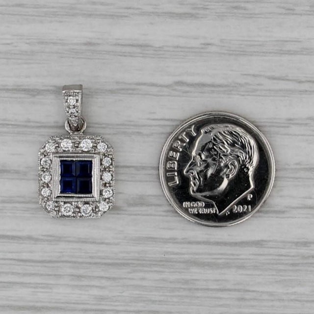 Gemstone Information: - Natural Sapphires - Total Carats - 0.50ctw Cut - Square Color - Dark Blue Treatment - Heated -...