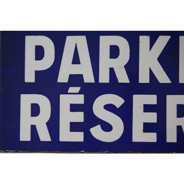 Metal Blue and White Enamel Metal Traffic Sign, 1950s For Sale - Image 7 of 17
