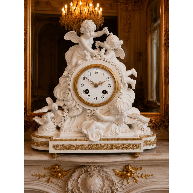 French 1840s French Sevres White Biscuit Clock Set - 3 Pc For Sale - Image 3 of 18