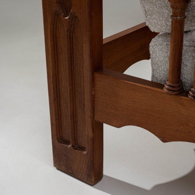 1970s French Brutalist Upholstered Armchairs with Carved Details - A Pair For Sale - Image 12 of 18