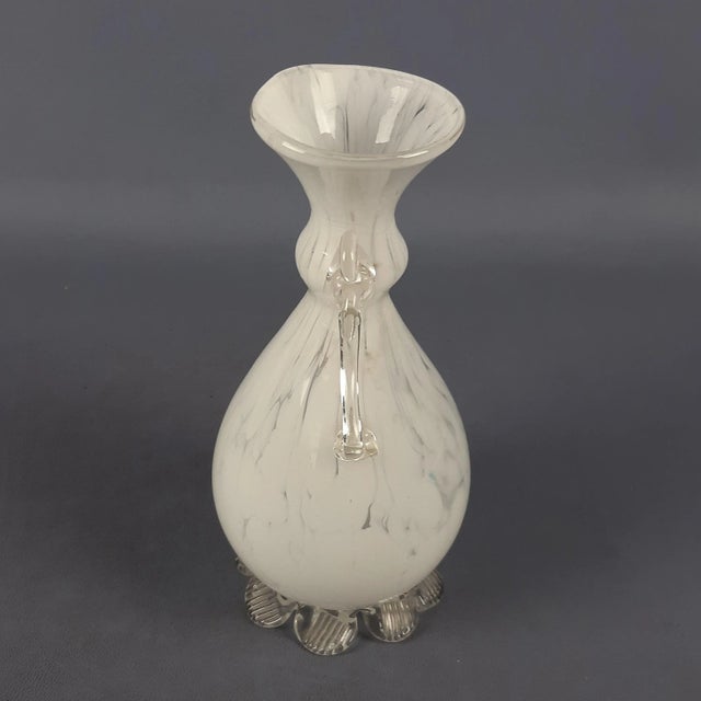 White Spotted Murano Glass Vase from Barovier & Toso, 1960s For Sale - Image 4 of 12