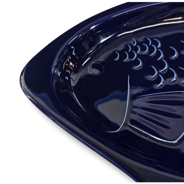 Ceramic Cobalt Blue Chantal Fish Platter Serving Plate Fish Server 16" For Sale - Image 7 of 12
