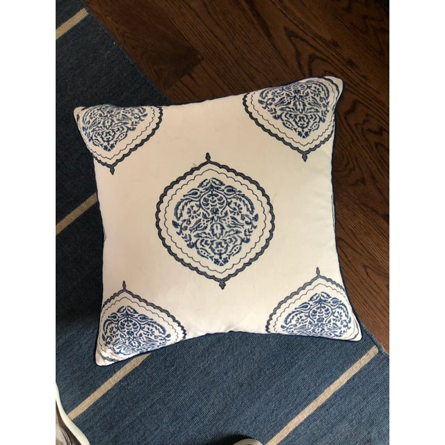 Kravet Fabric in White and Blue Pillow Chairish